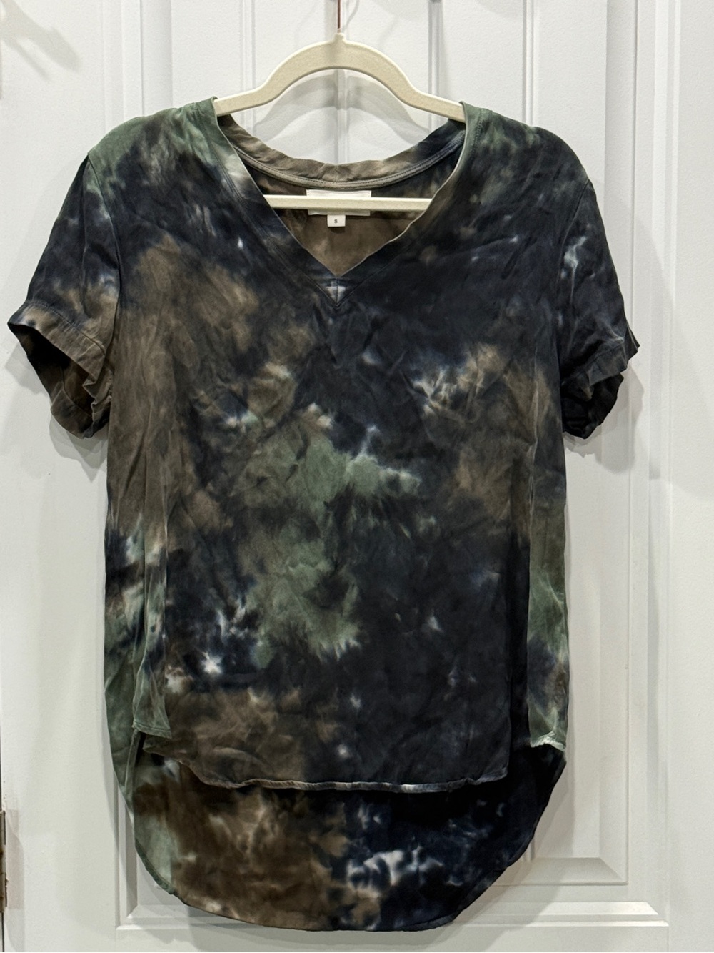 cloth & stone Women’s Size S V-Neck Cupro Rayon Tie Dye Hi Low Top EUC